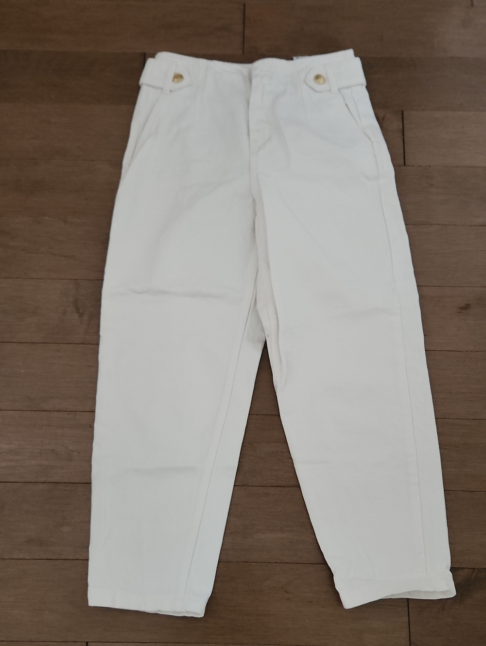 Zara 100 % Cotton White Cropped Pants / Made In Turkey